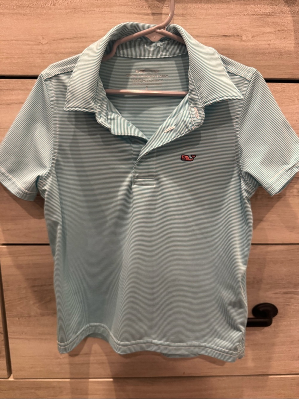 Vineyard Vines Light Aqua Striped Performance Polo